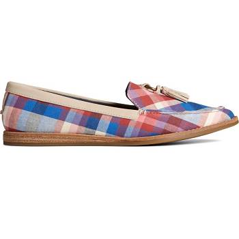 Sperry Saybrook Plaid Cervene / Modre - Damske Mokasíny